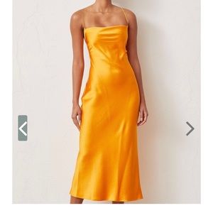 Bec & Bridge Lace Up Midi dress - tangerine